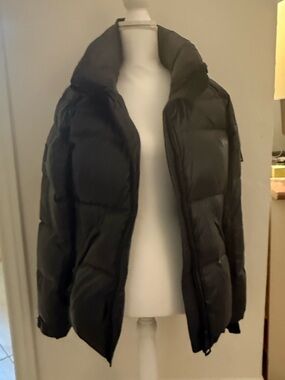 SAM. Grey Black Quilted Puffer Jacket with High Collar